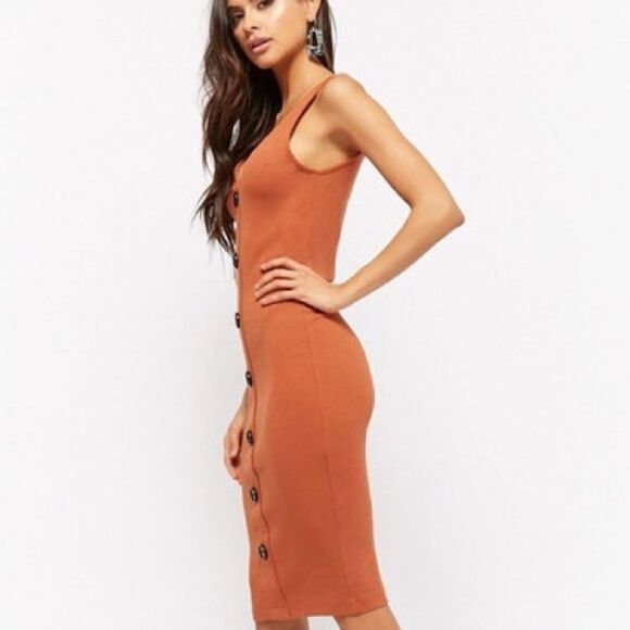 ✨ Forever 21 ribbed mock button front dress ✨ - Picture 3 of 6